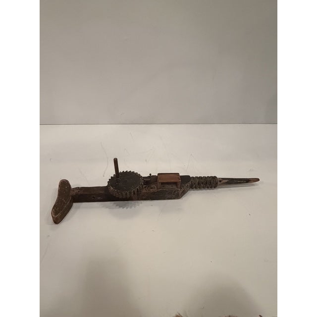 Wood Antique Folk Art Sculpture of a Machine Gun For Sale - Image 7 of 9