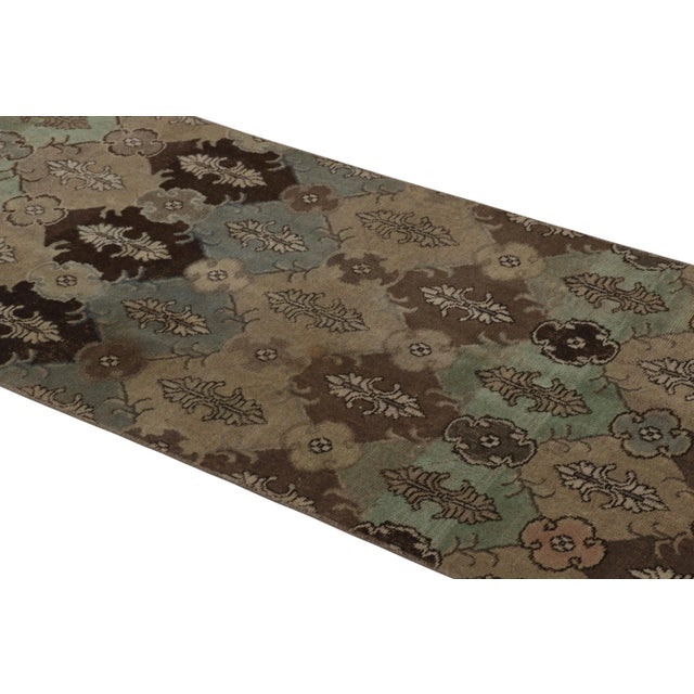 Rug & Kilim Vintage Distressed Runner Rug, Earthy Tones Geometric Floral Motifs – Rug & Kilim For Sale - Image 4 of 8