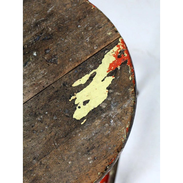 Vintage Rustic Painted Farmhouse Stool For Sale - Image 4 of 10