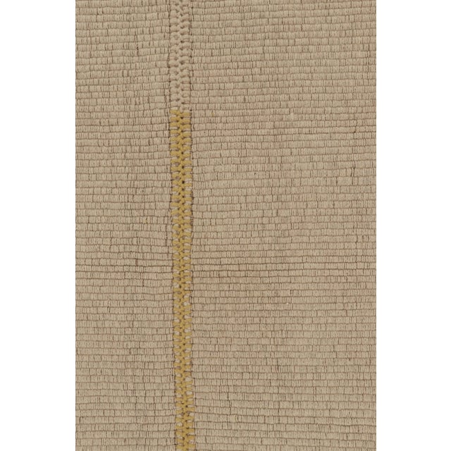Rug & Kilim's Accent Kilim, Beige Textural Stripes With Yellow Accents For Sale In New York - Image 6 of 8