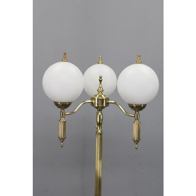 Vintage Czechoslovak Floor Lamp in Brass with Milky Glass Shades, 1970s For Sale - Image 4 of 13
