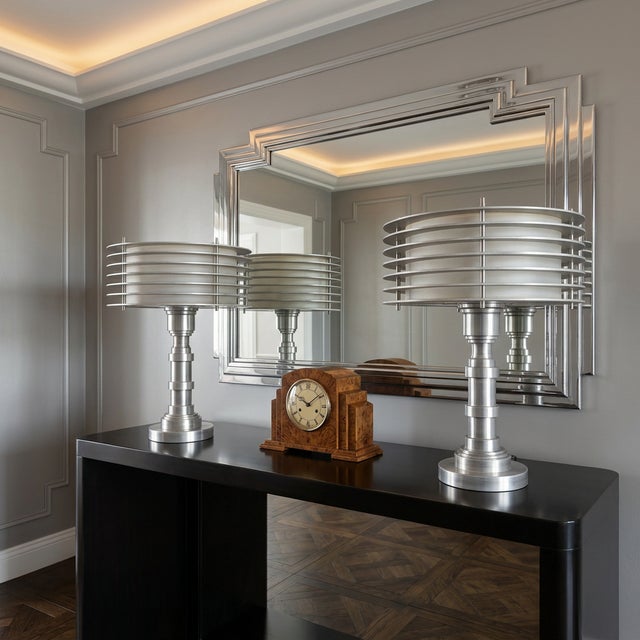 Rare Matched Pair — Pattyn Streamline Moderne Table Lamps — After Walter Von Nessen, circa 1935–1940 An exceptional...