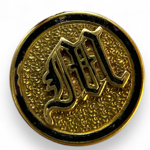 Vintage Cameo "M M" Enamel 14k Yellow Gold Earrings - 2 Pieces For Sale - Image 4 of 5