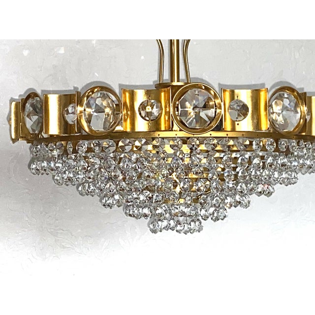 Brass and Lead Crystal Six-Light Chandelier from Joska Bodenmais, 1970s For Sale - Image 6 of 9