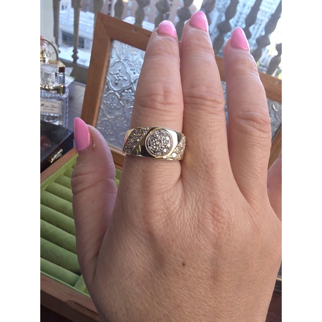 Diamond Vintage Estate Diamond Pavé Band 14K Gold Circa 1980 A bold and distinctive 1980s estate ring band featuring...