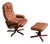 Set of Scandinavian Brown Leather Recliner Lounge Chair with Ottoman, 1990 For Sale