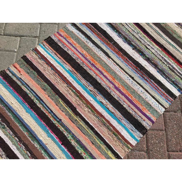 Turkish Striped Hemp Kilim Runner - 29" X 112" For Sale In Raleigh - Image 6 of 9