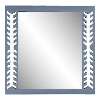 Fleur Home Audubon Spruce Square Mirror in Bachelor Blue, 36x36 For Sale