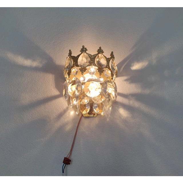 Vintage Crystal Wall Sconces Pair For Sale - Image 14 of 16