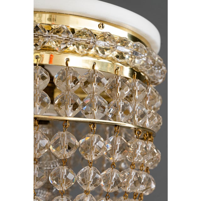 Gold Art Deco Ceiling Lamp with Cut Glass, Vienna, 1920s For Sale - Image 8 of 17