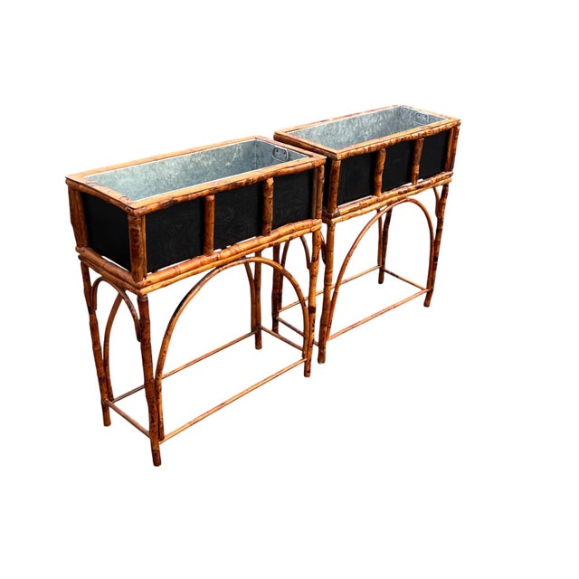 Late 20th Century Pair Rattan Planters For Sale - Image 15 of 18