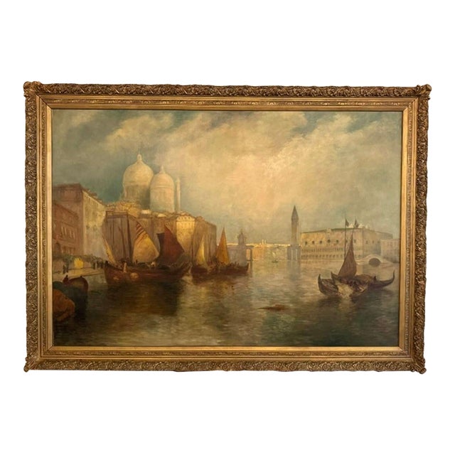 Large Italian Venetian Scene Oil on Canvas For Sale