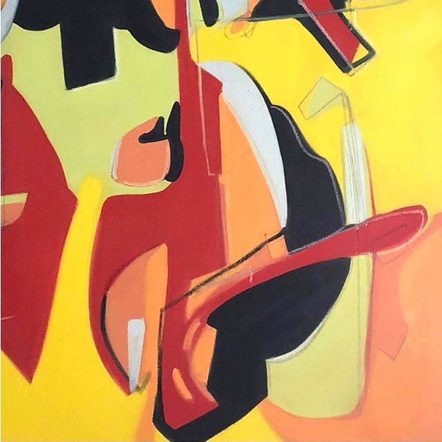 Making Lemonade by Amy Hutcheson | Oil on canvas Abstract composition with vibrant colors. For Sale - Image 4 of 5