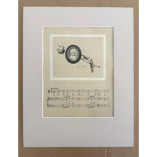Up for sale is this charming antique print from a book of lullabies published by L. Prang in1888 - one lullaby for each...