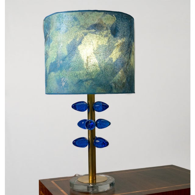 Lamps with Blue Murano Glass Drops, 1980s, Set of 2, in Flawless conditions. Designed 1980 to 1989 European Plug (up to...