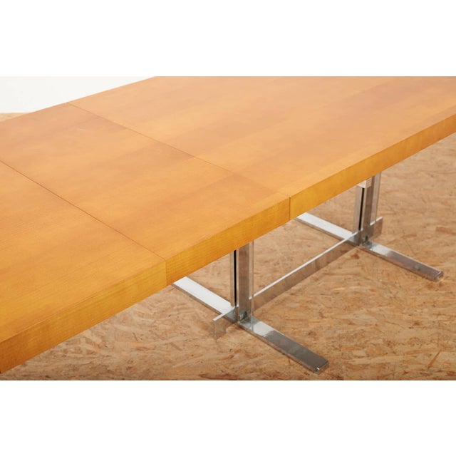 Table with Chrome-Plated Steel Frame and 4 Extensions For Sale - Image 10 of 14