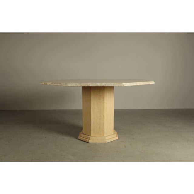 Stone Octagonal Travertine Dining Table, Italy, 1970s For Sale - Image 7 of 18