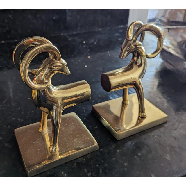 Art Deco 2010's Art Deco Style Brass Gazelle Bookends For Sale - Image 3 of 5