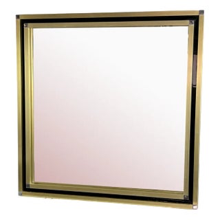 Mid-Century Wall Mirror in Brass and Chromed Metal, 1960s For Sale