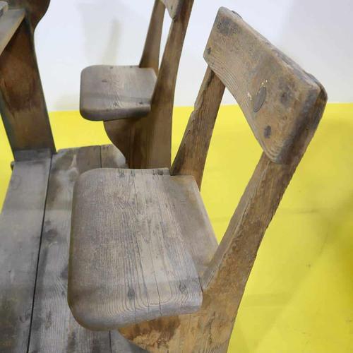 Wood Double Wooden School Desk with Integrated Seats For Sale - Image 7 of 11