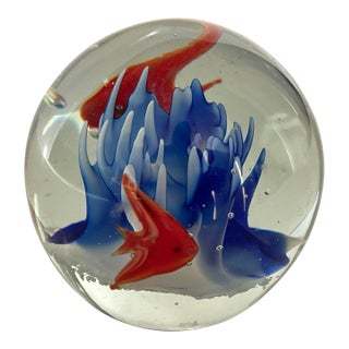 Cenedese Italian Glass Fish Aquarium Paperweight For Sale