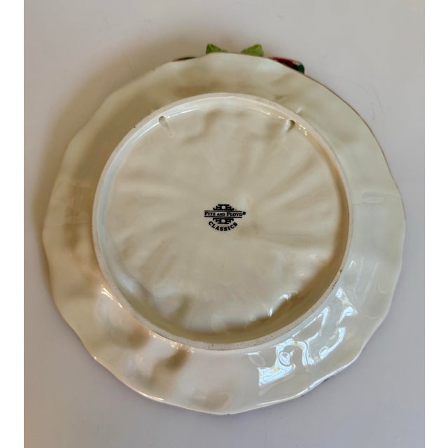 Ivory 1990's Fitz and Floyd Floral Ribbon Motif Trompe l'Oeil Decorative Plate For Sale - Image 8 of 9