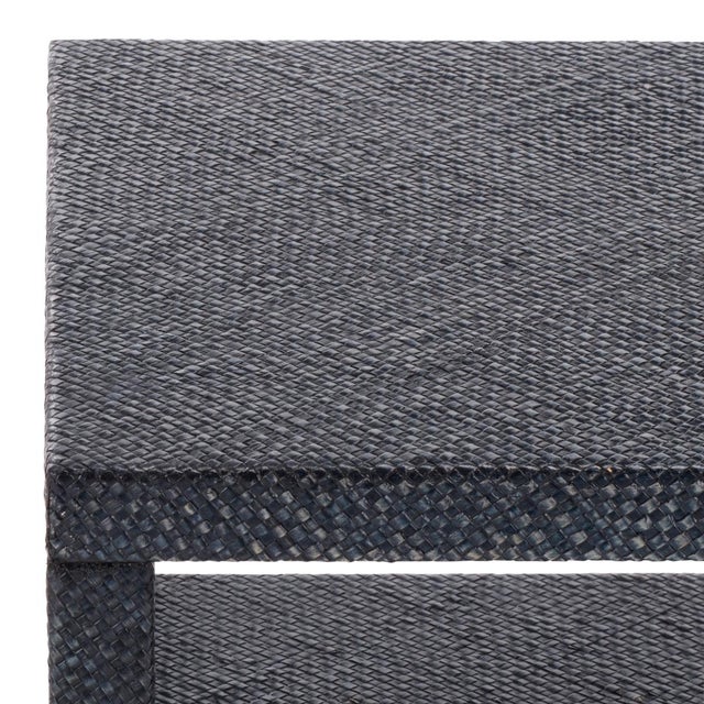 Spritely Home Apis Raffia 2 Shelf Accent Table in Navy For Sale - Image 4 of 8