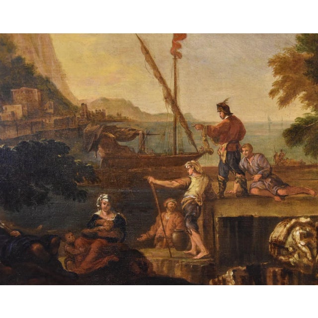 Jacob De Heush, Coastal Landscape with Architectural Ruins, 1680, Oil on Canvas, Framed For Sale - Image 8 of 16