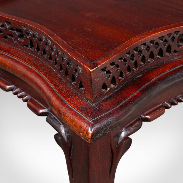 Brown Vintage Silver Display Table, Oriental Mahogany, Side, Lamp, Chippendale Revival For Sale - Image 8 of 9