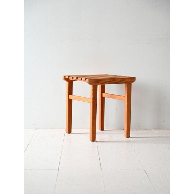 Scandinavian Slatted Pine Ottoman, 1960s For Sale - Image 6 of 6