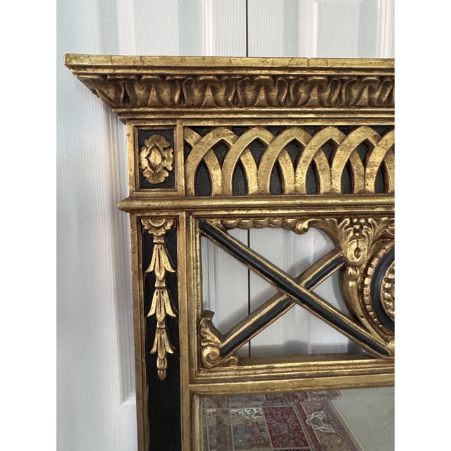 Vintage 1980s Neoclassical Beveled Mirror: Giltwood & Metal, Carved Urn & Swag For Sale - Image 10 of 18