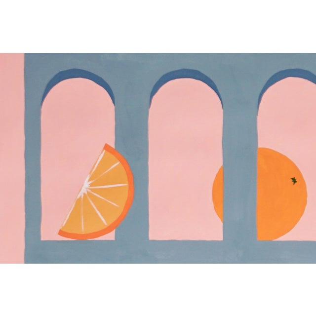 2023, Modern Still Life of "Fruit and Architecture", Acrylic Painting