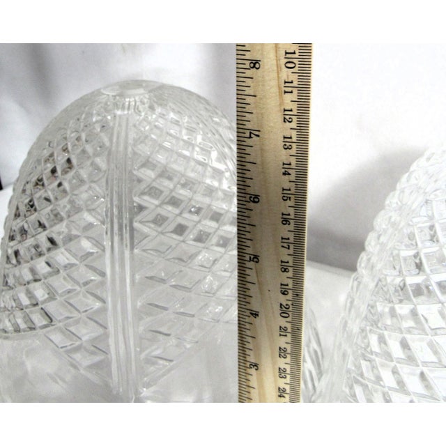 Transparent Vintage Heavy Cut Glass Light Covers Shades - a Pair For Sale - Image 8 of 17