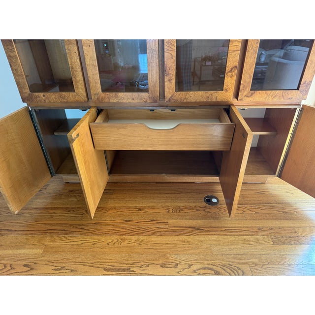 Vintage Milo Baughman Style Lane Alta Vista Burlwood China Cabinet For Sale - Image 14 of 14