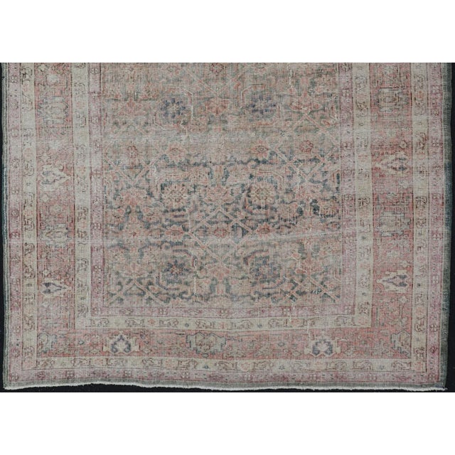 Early 20th Century Antique Persian Malayer Rug in Variegated Gray-Blue, Cream and Soft Pink For Sale - Image 5 of 11