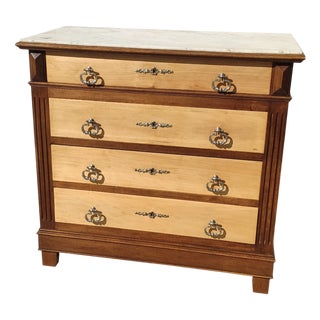 Chest of Drawers in Wood and White Marble, 1950s For Sale