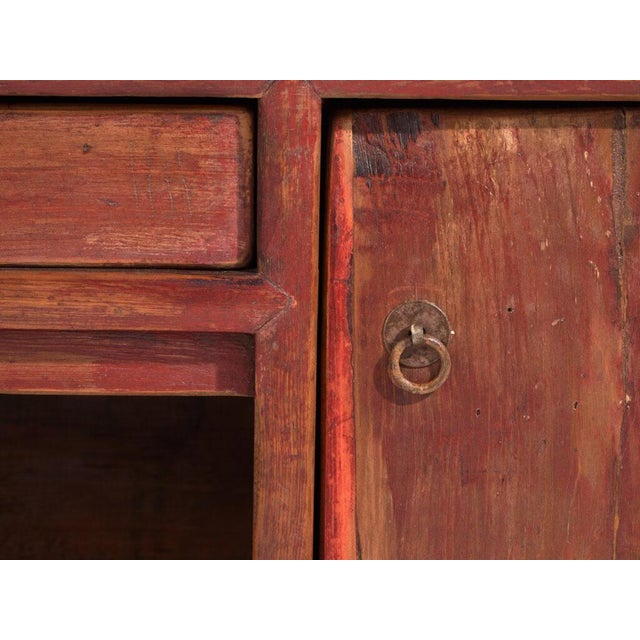 Brown Low Antique Qing Dynasty Vermilion Gansu Sideboard For Sale - Image 8 of 12