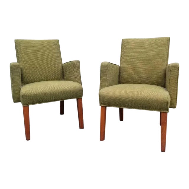 Mid Century Modern Green Lounge Chairs by Milwaukee Chair Company for Upholstery - Pair For Sale