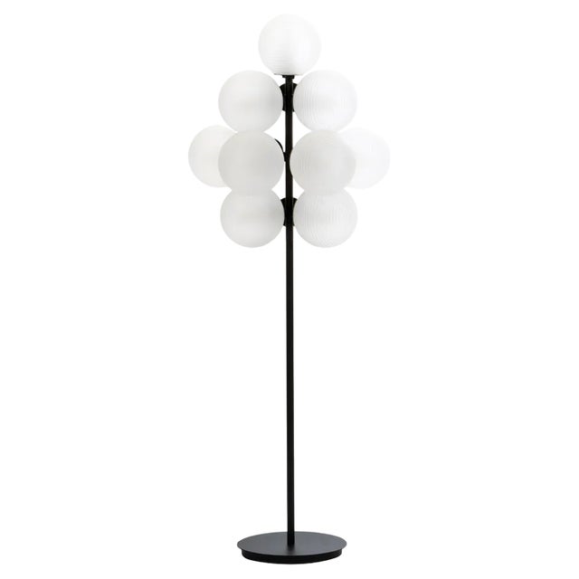 Large Stellar Grape Transparent Acetate Black Floor Light by Pulpo For Sale
