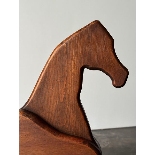 Handcrafted Mid 20th Century Sculptural Pine Rocking Horse For Sale - Image 14 of 18