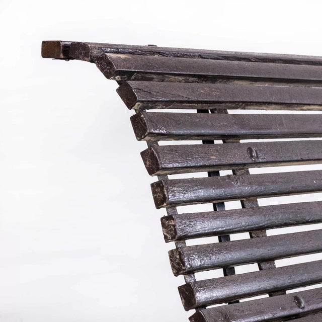 French Outdoor Garden Slatted Bench with Scroll Feet, 1940s For Sale - Image 3 of 10