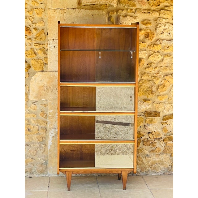 Mid-Century Oak Bookcase with Sliding Glass Doors, 1960s For Sale - Image 10 of 18