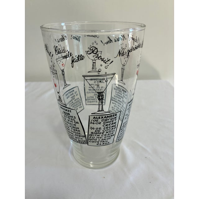 Vintage Printed Cocktail Recipe Glass Shaker For Sale In Oklahoma City - Image 6 of 9