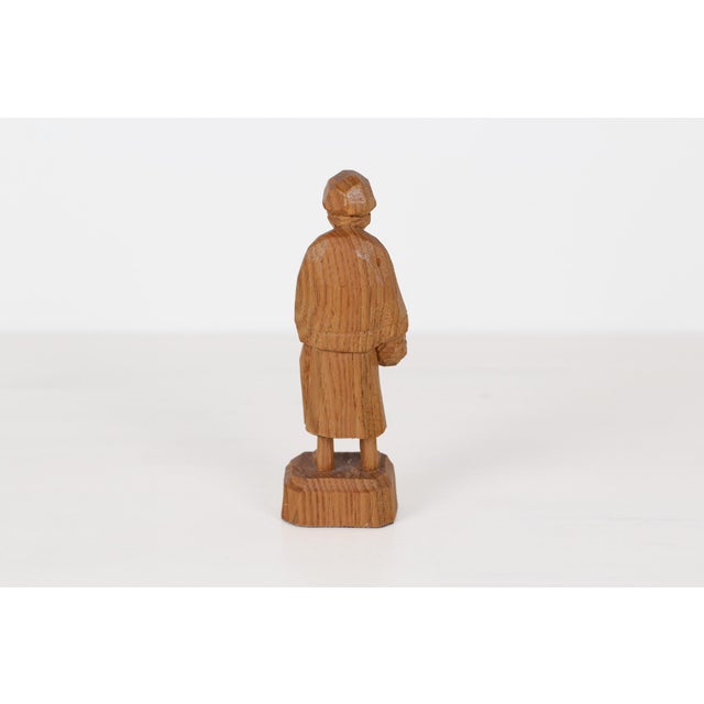 1970s 1970's Caron Hand-Carved Wood Figurine of Elderly Woman With Basket For Sale - Image 5 of 8