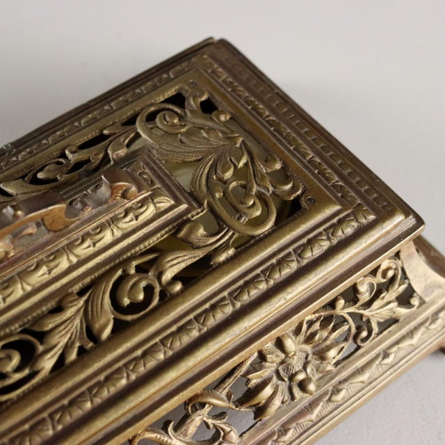 Metal Carved Gilt Bronze Inkwell For Sale - Image 7 of 13