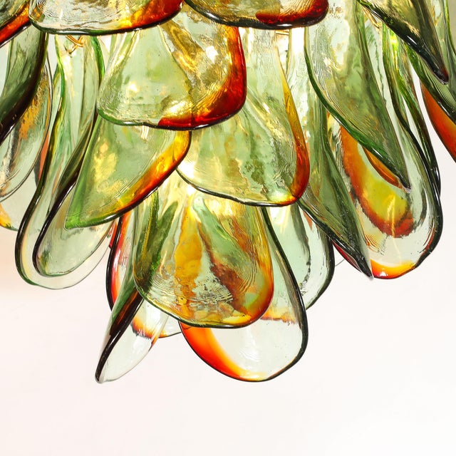 Mid 20th Century Mid-Century Signed Barbini Hand-Blown Murano Peacock Glass Chandelier For Sale - Image 5 of 15