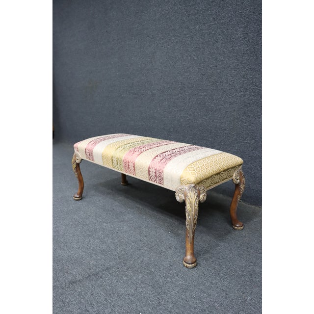 Mid 20th Century Queen Anne Style Paint Decorated Window Bench For Sale - Image 5 of 12