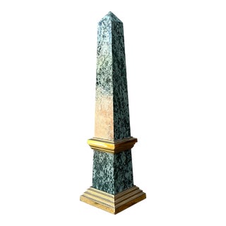 Vintage Neoclassical Green Marble Obelisk For Sale