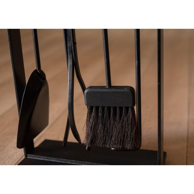 Pilgrim Manufacturing Mid Century Modern Four-Piece Fireplace Tool Set With Stand by Pilgrim For Sale - Image 4 of 8