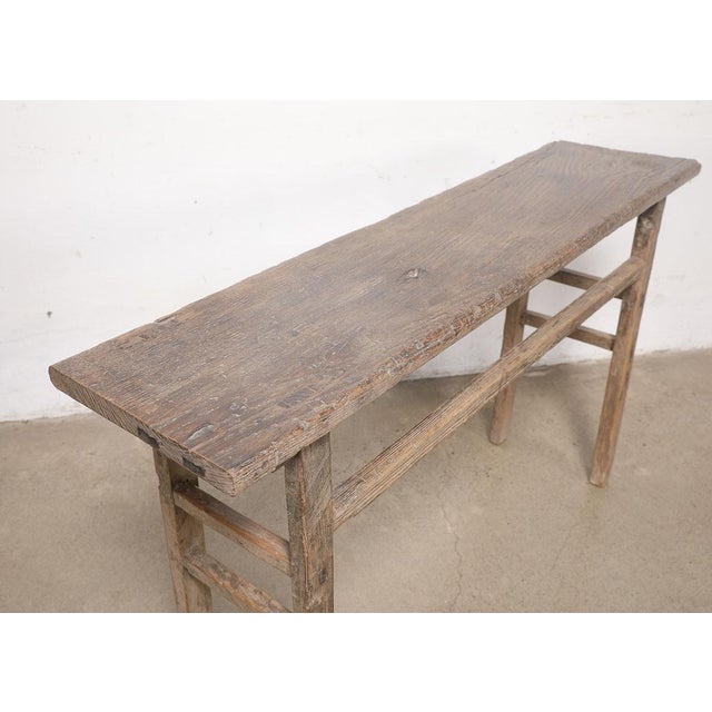 Farmhouse Vintage Rustic Pine Console Table For Sale - Image 3 of 4